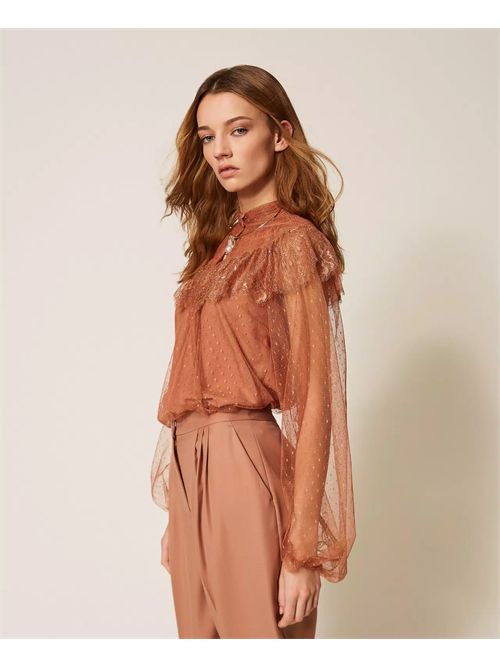 Blusa in tulle plumetis e pizzo TWINSET | TP2772/13168